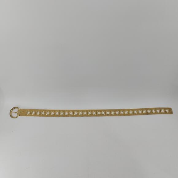 Gold Tone Women's Mesh Grommet Metal Belt 70s Disco Cosplay - Picture 11 of 12